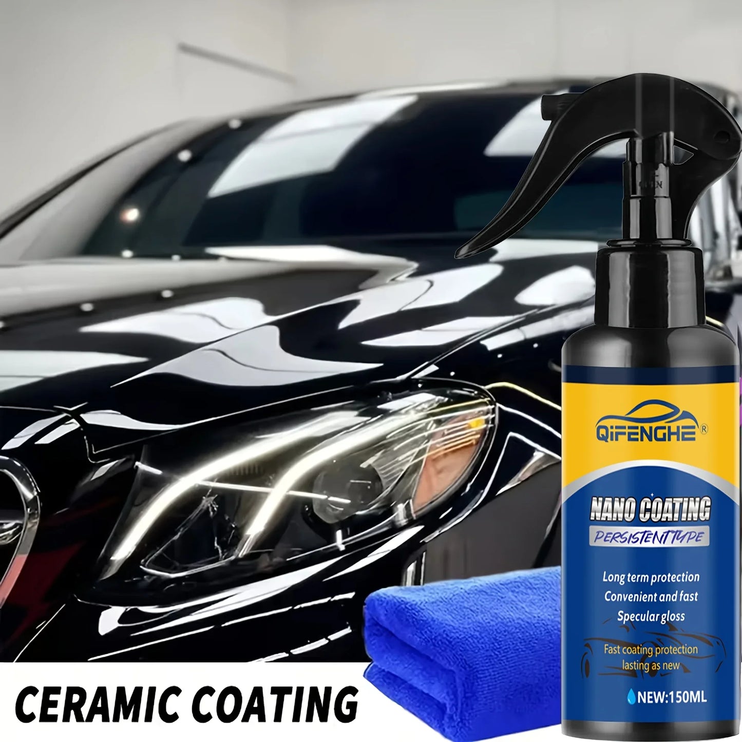 Car Polish & Wax Coating Set with Sponges & Towel