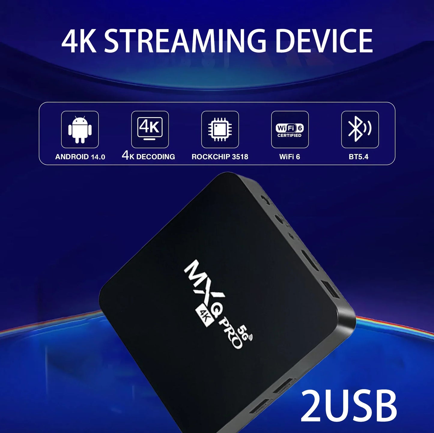 Android 14 TV Box 4K WiFi 6 BT 5.4 – 8GB RAM 128GB Storage