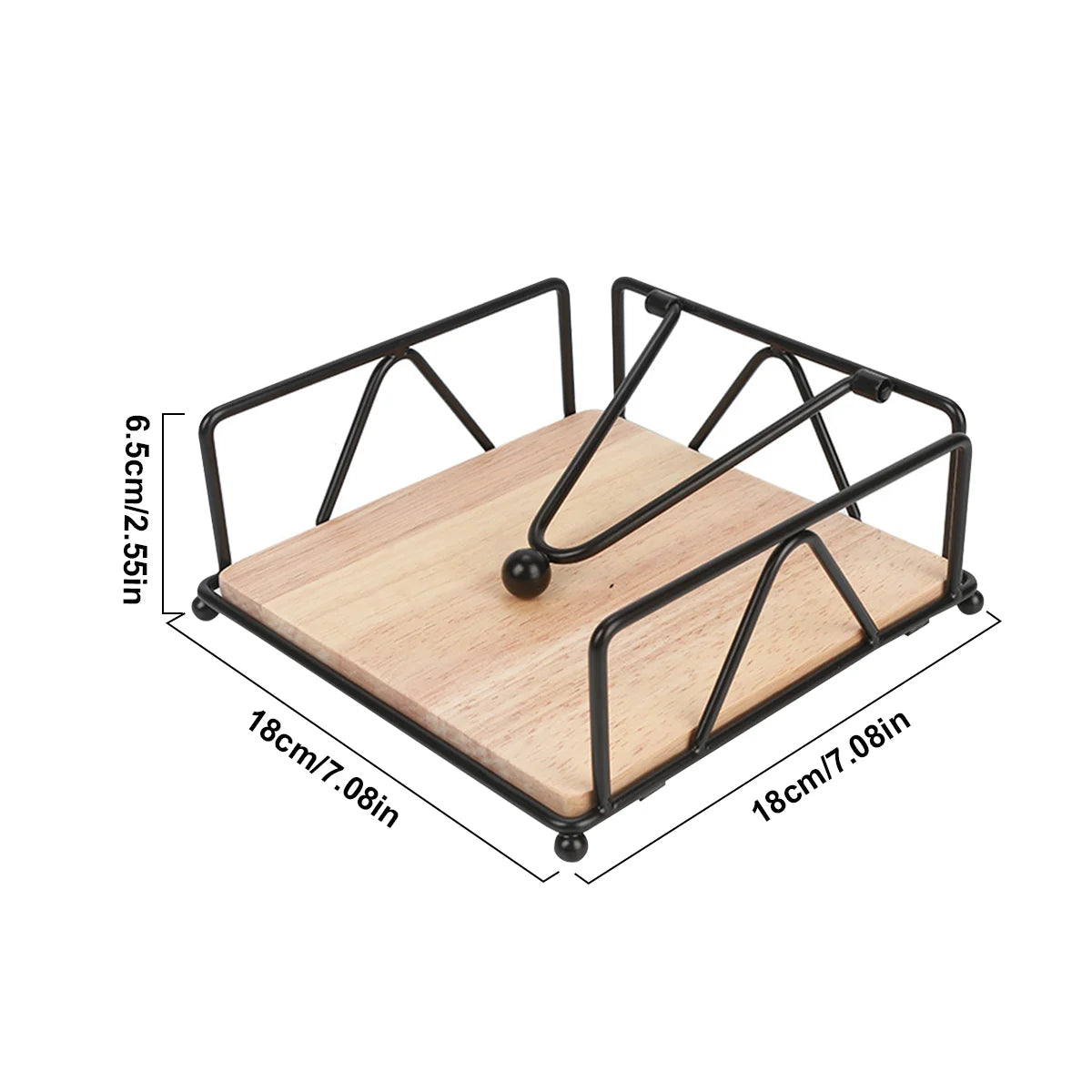 Leeseph Modern Napkin Holder with Wooden Base, Elegant Design for Dining Table, Sturdy and Decorative Holder for Paper Napkins Peaceful Pleasures Health and Wellness B
