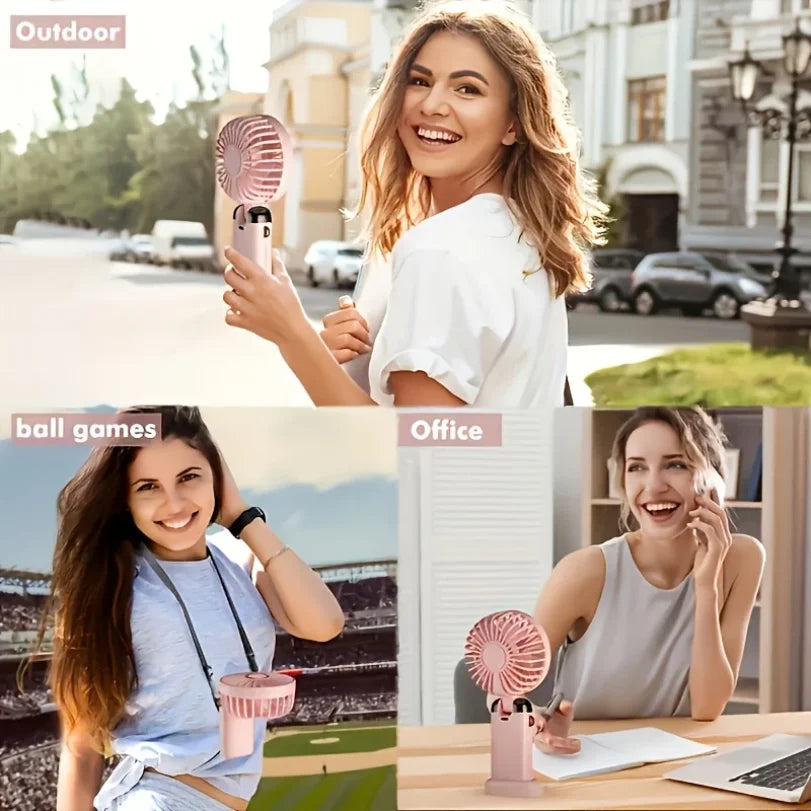 Portable Mini Fan 6-Speed USB Rechargeable Foldable LED Fan