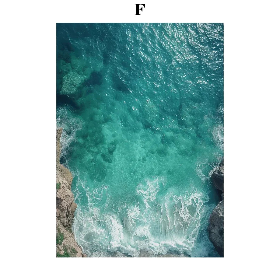 Beach Turtle Ocean Waves Palm Beach Landscape Poster Print Canvas Painting Nordic Wall Art Pictures Living Room Home Decor Peaceful Pleasures Health and Wellness F 20x30cm Unframed