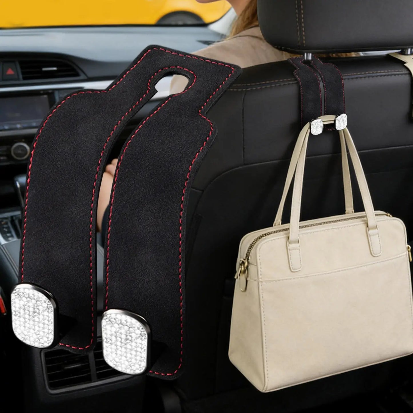 2-in-1 Car Headrest Hook | Seat Back Bag Hanger Organizer