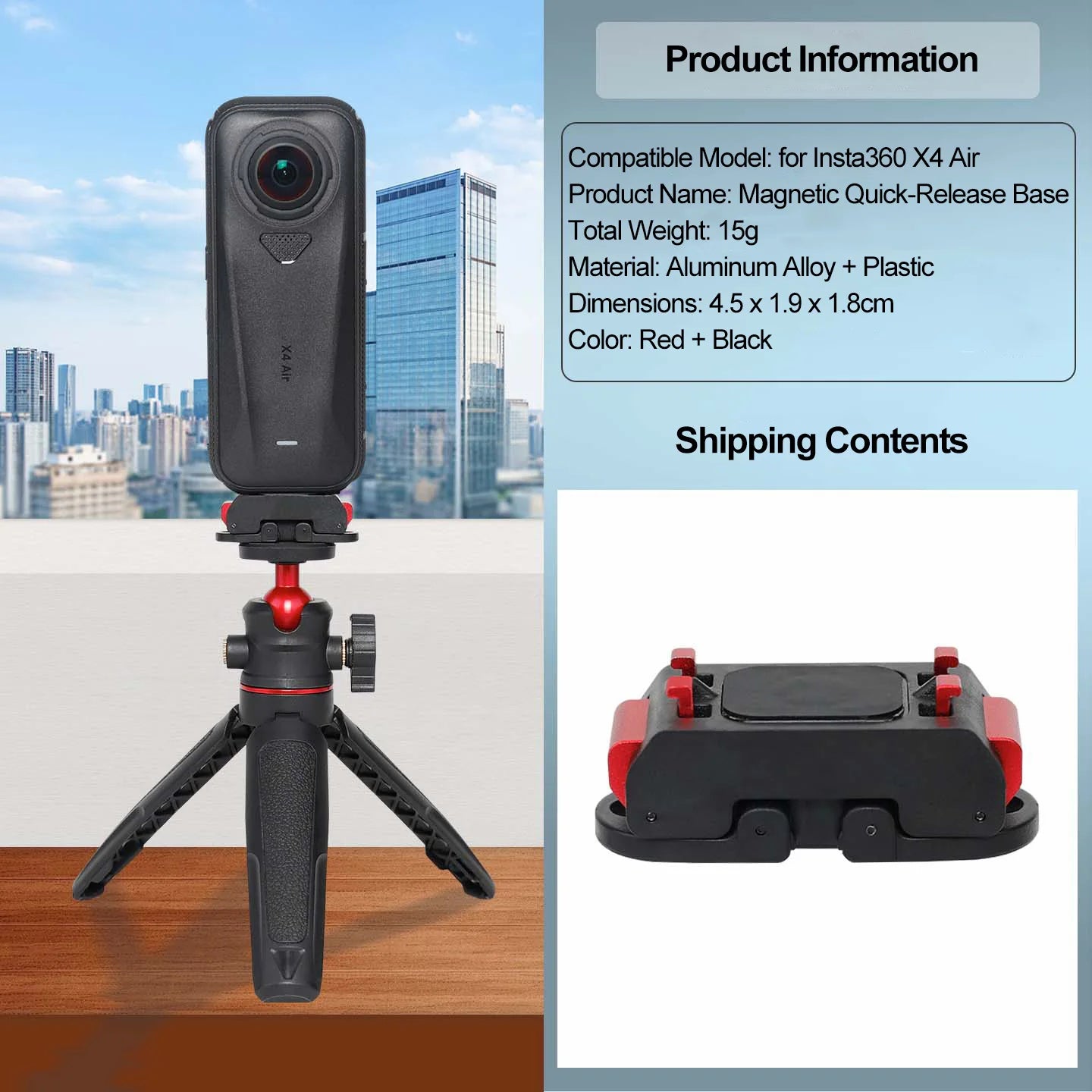 Camera Magnetic Quick Release Adapter Mount For Insta360 x4 Air Camera Camera Stand Mount Adapter For Insta360 x4 Air Peaceful Pleasures Health and Wellness red-black