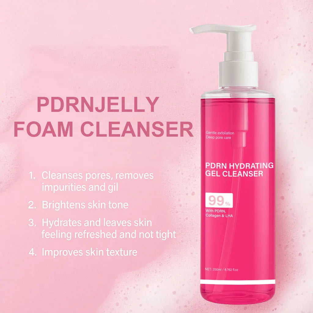 PDRN Hydrating Gel Cleanser, Salmon Pink Foam Cleansing Gel with PDRN & Collagen,Deep Cleansing,Gentle and Non-irritating, 200ml Peaceful Pleasures Health and Wellness