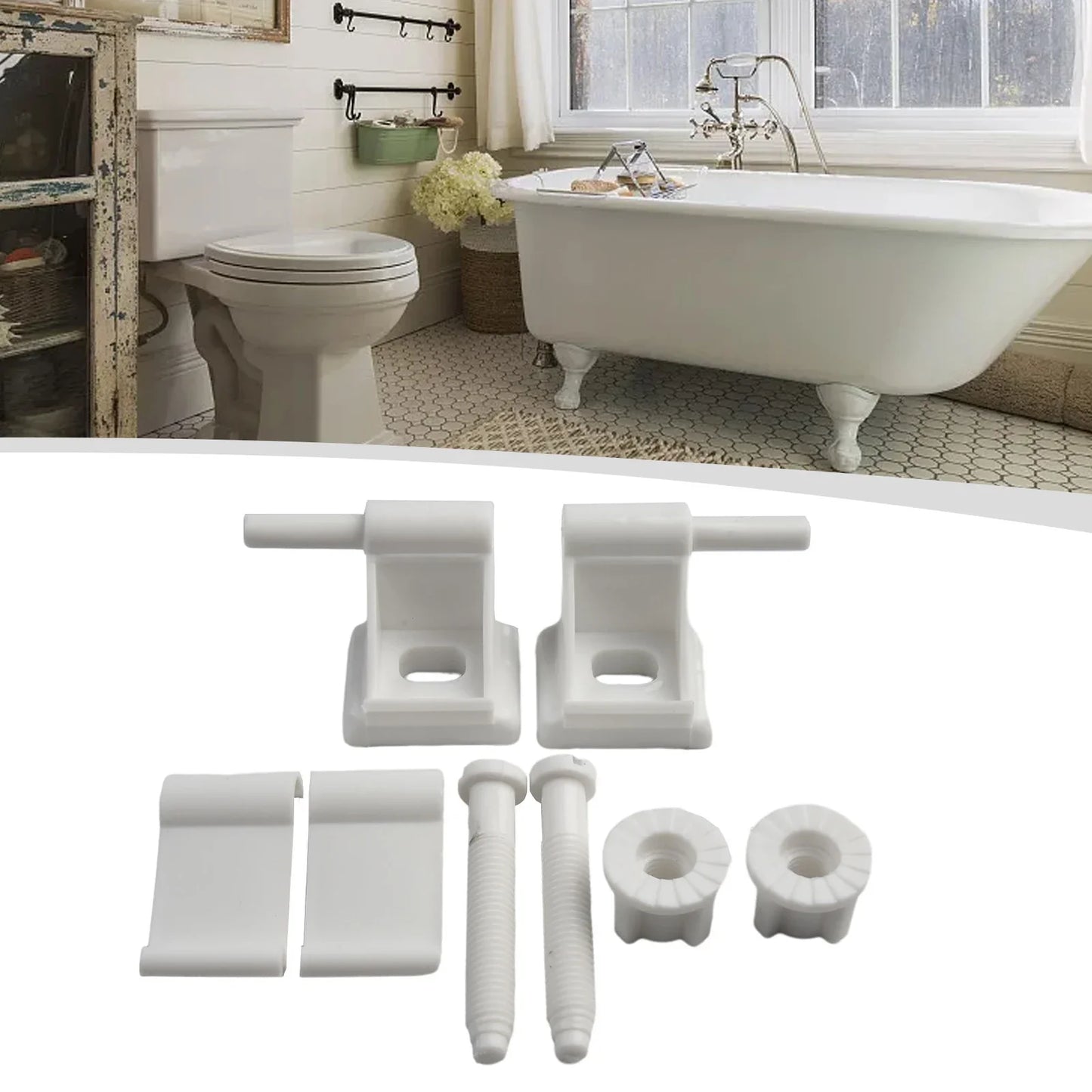 Plastic Toilet Seat Hinge Replacement Kit – Bolts & Screws