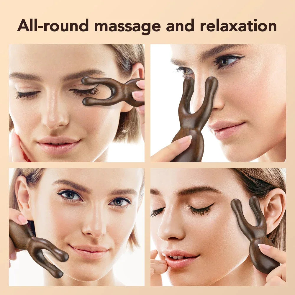 Sandalwood Gua Sha Nose Face Massage Stick – Wooden Tool