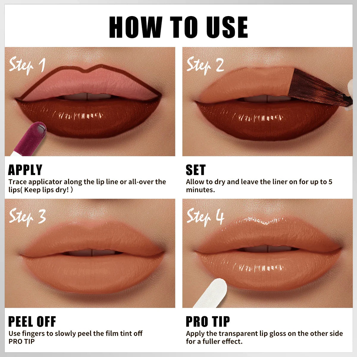 QIC Peel-Off Lip Tint | Waterproof Matte Long-Lasting Lip Stain