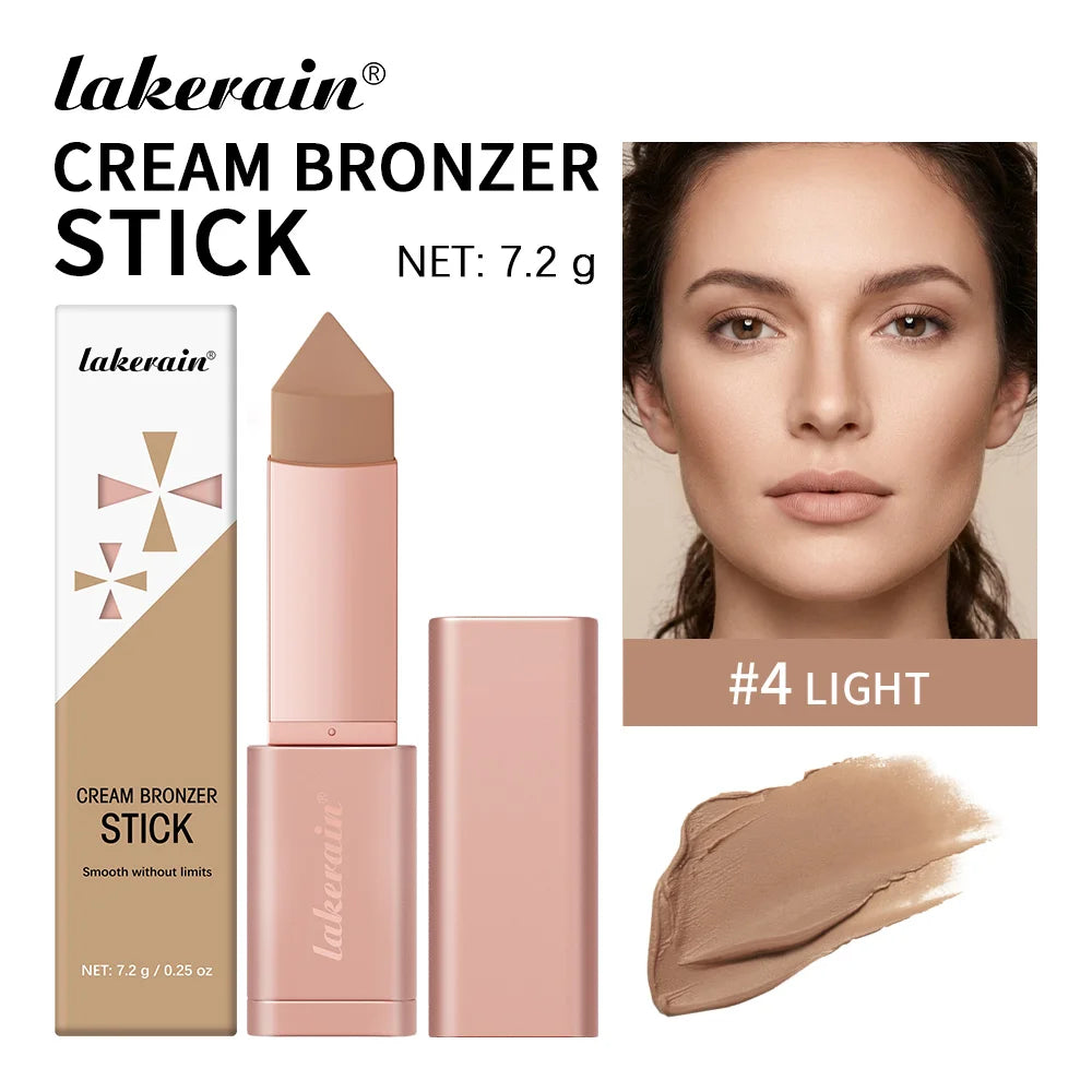 Lakerain Bronzer Cream Stick 3D Makeup Effect Improve Fine Lines Brightening & Grooming 2 IN 1 Bronzer Cream for All Skin Types Peaceful Pleasures Health and Wellness Light