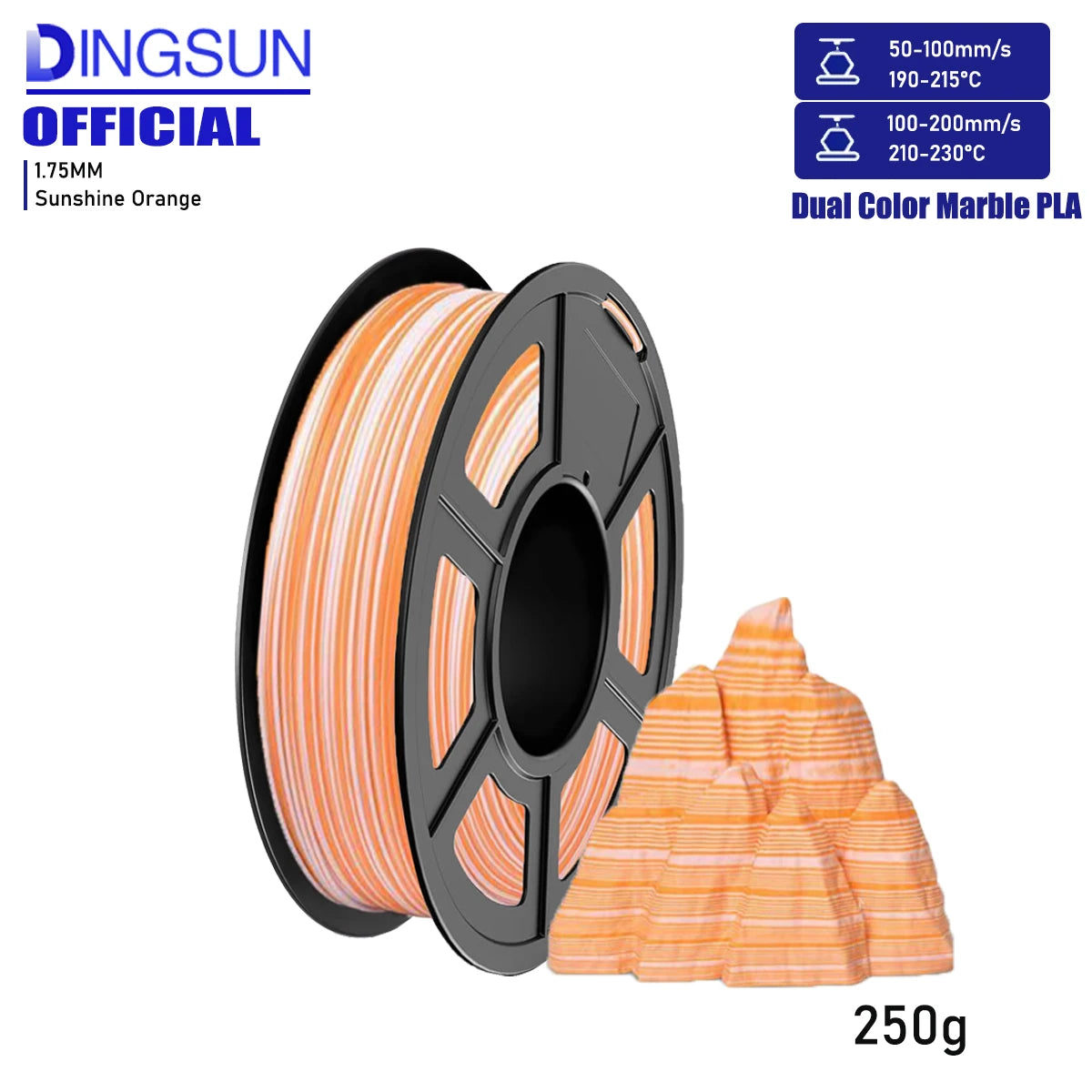 DINGSUN Matte Rainbow PLA Filament 1.75mm | 250g 500g 1KG Spool