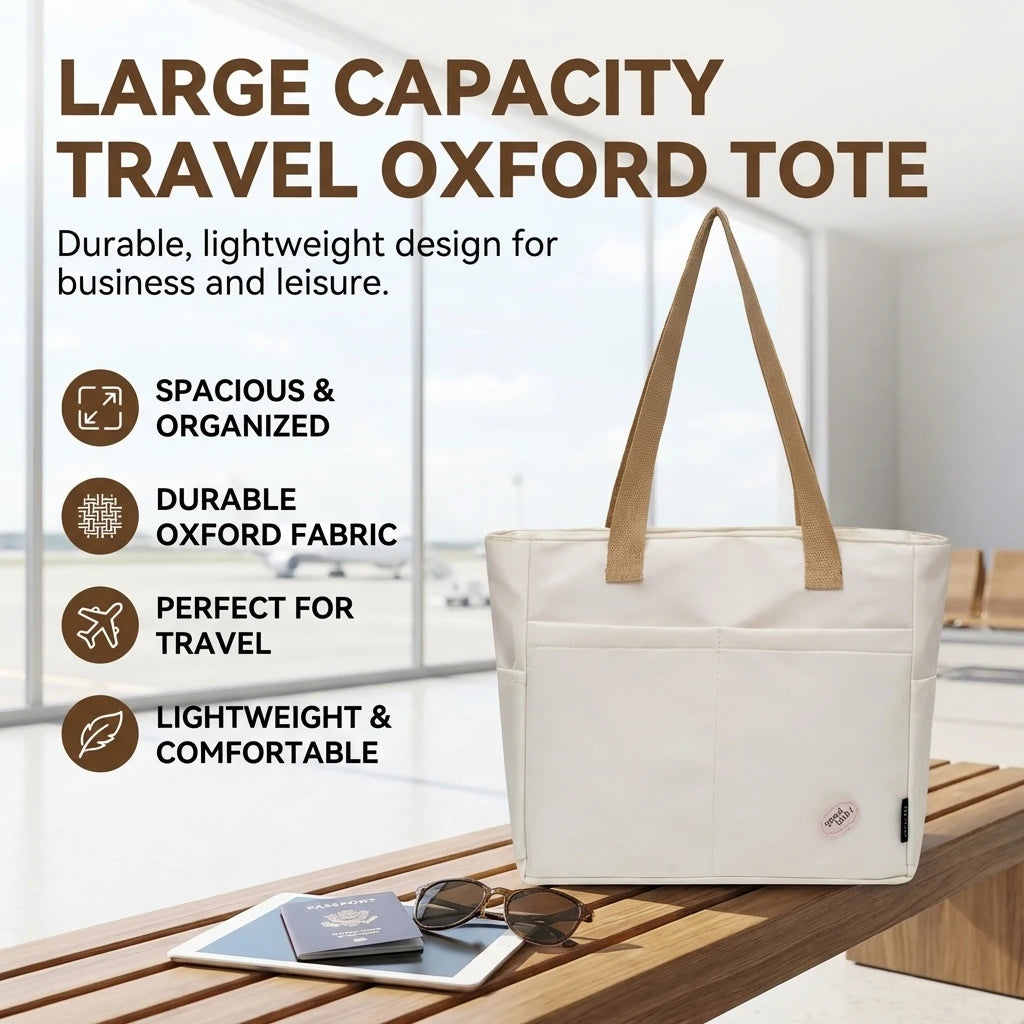 Large Capacity Oxford Cloth Tote Bag For Women Travel And Commute Durable Lightweight Handbag Peaceful Pleasures Health and Wellness