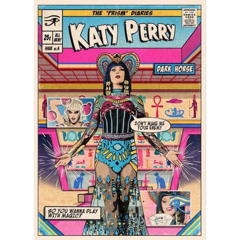 Classic Pop Singer Britney P!nk Katy Retro Comic Style Album Covers Aesthetic Poster Canvas Painting Wall Pictures Home Decor Peaceful Pleasures Health and Wellness 2 50x70cm Unframed