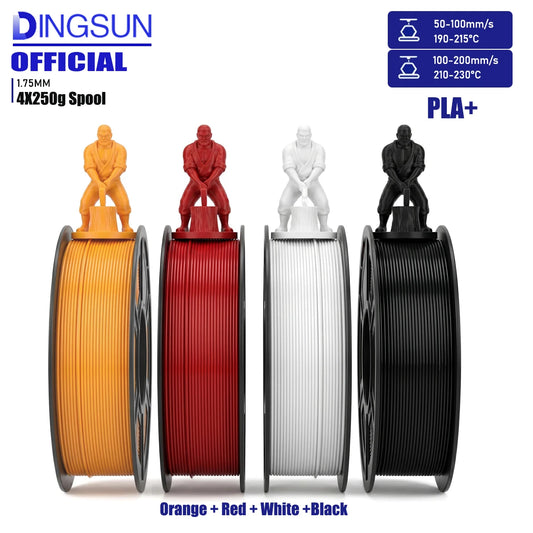 DINGSUN 3D 1.75mm PLA Filament Bundle 1KG 4 Colors ±0.02mm 3D Printer Filament Peaceful Pleasures Health and Wellness 4 Color set PU