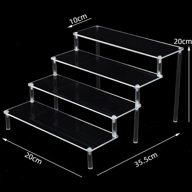 1–5 Tier Acrylic Display Stand | Riser Shelf Rack – Clear & Black