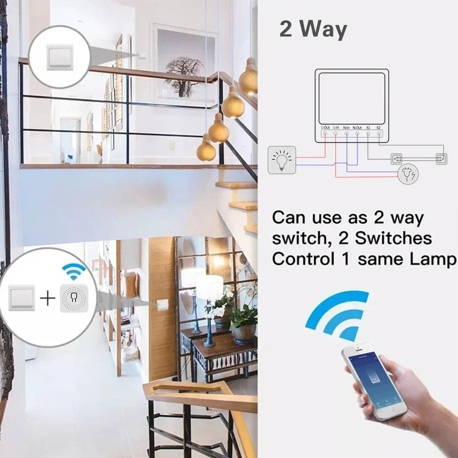 Tuya Smart WiFi Switch 16A 20A Breaker RF433Mhz Relay Module 2-way Control Smart Life APP Remote Support Alexa Google Home Peaceful Pleasures Health and Wellness