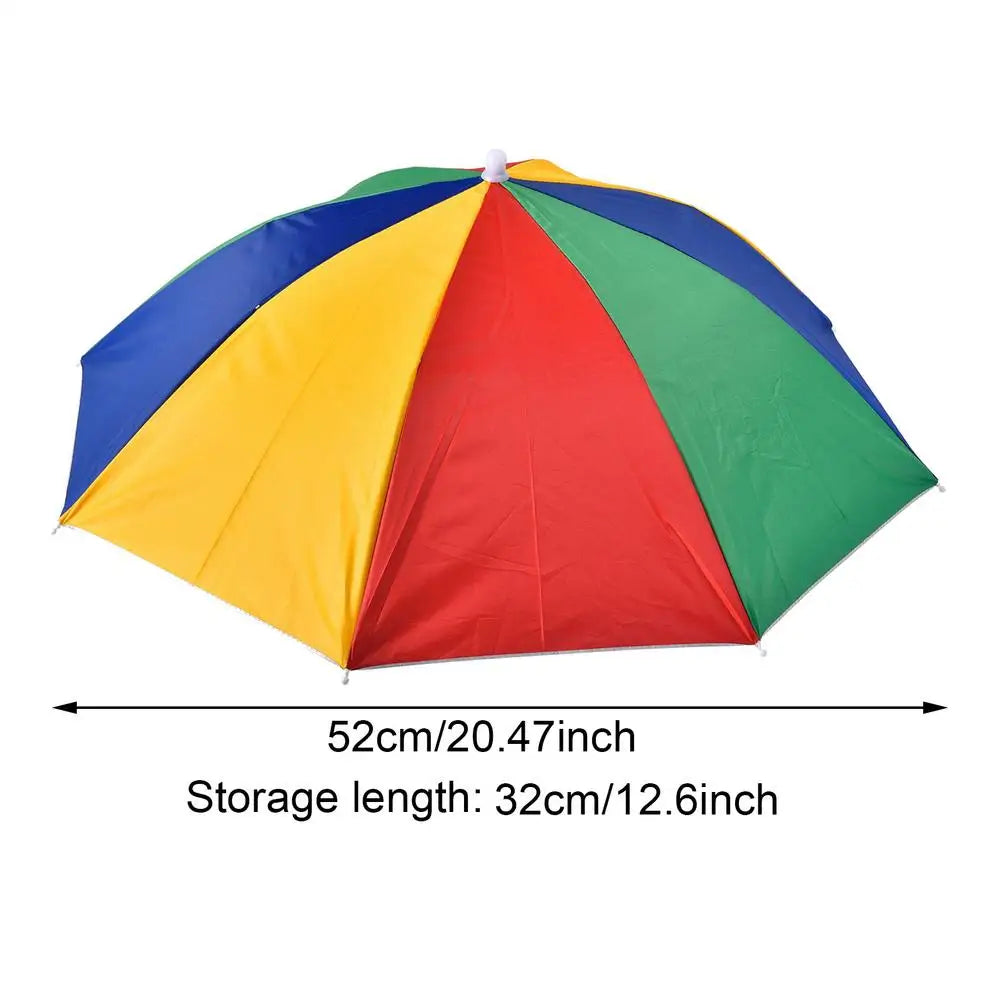 Foldable Head Umbrella Hat Portable Foldable Rain Umbrella Hat Outdoor Fishing Sunshade Hat for Golf Gardening Camping Peaceful Pleasures Health and Wellness Rainbow color