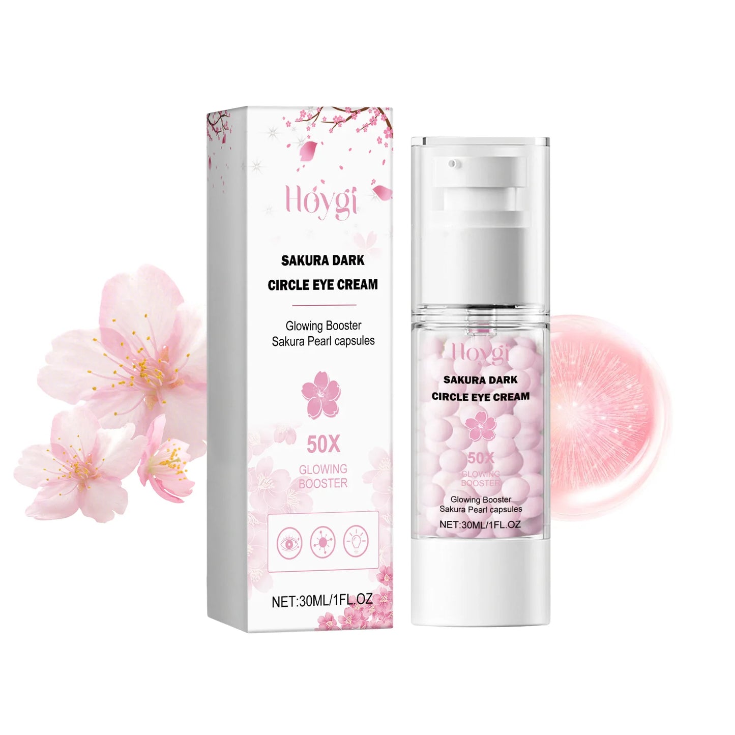 Sakura Eye Cream Anti Dark Circles Remove Eye Bag Fade Fine Lines Against Puffiness Firming Brightening Moisturizing Eye Serum Peaceful Pleasures Health and Wellness 30ml Boxed