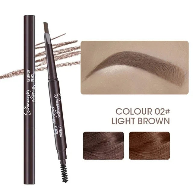 Natural Brown Waterproof Eyebrow Pencil Ultra-fine Triangle Precise Brows Cream With Brush Lasting No Blooming Rotatable Makeup Peaceful Pleasures Health and Wellness 02