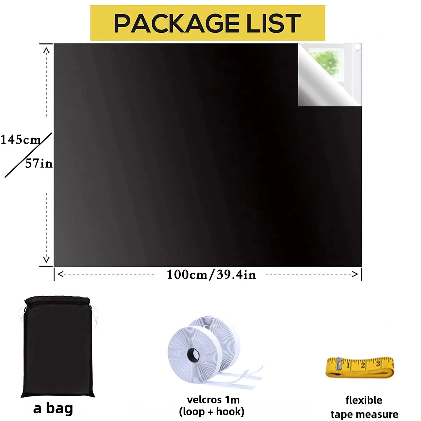 100% Blackout Window Privacy Film & Curtain Cover | Block Light