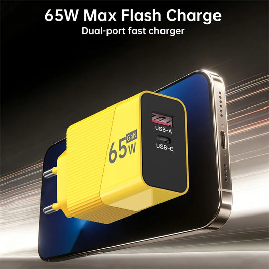 65W GaN USB-C Fast Charger – EU/US/UK Plug | iPhone & Samsung GaN USB-C Charger Oasis Select
