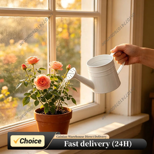 1L Retro Metal Painted Watering Can with Long Spout & Handle Zincplate Watering Kettle for Indoor Outdoor Lawn Garden Backyard Peaceful Pleasures Health and Wellness