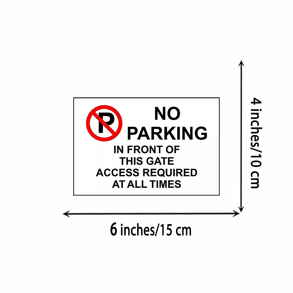 Warning No parking in front of this gate access required park safety Car sticker Peaceful Pleasures Health and Wellness