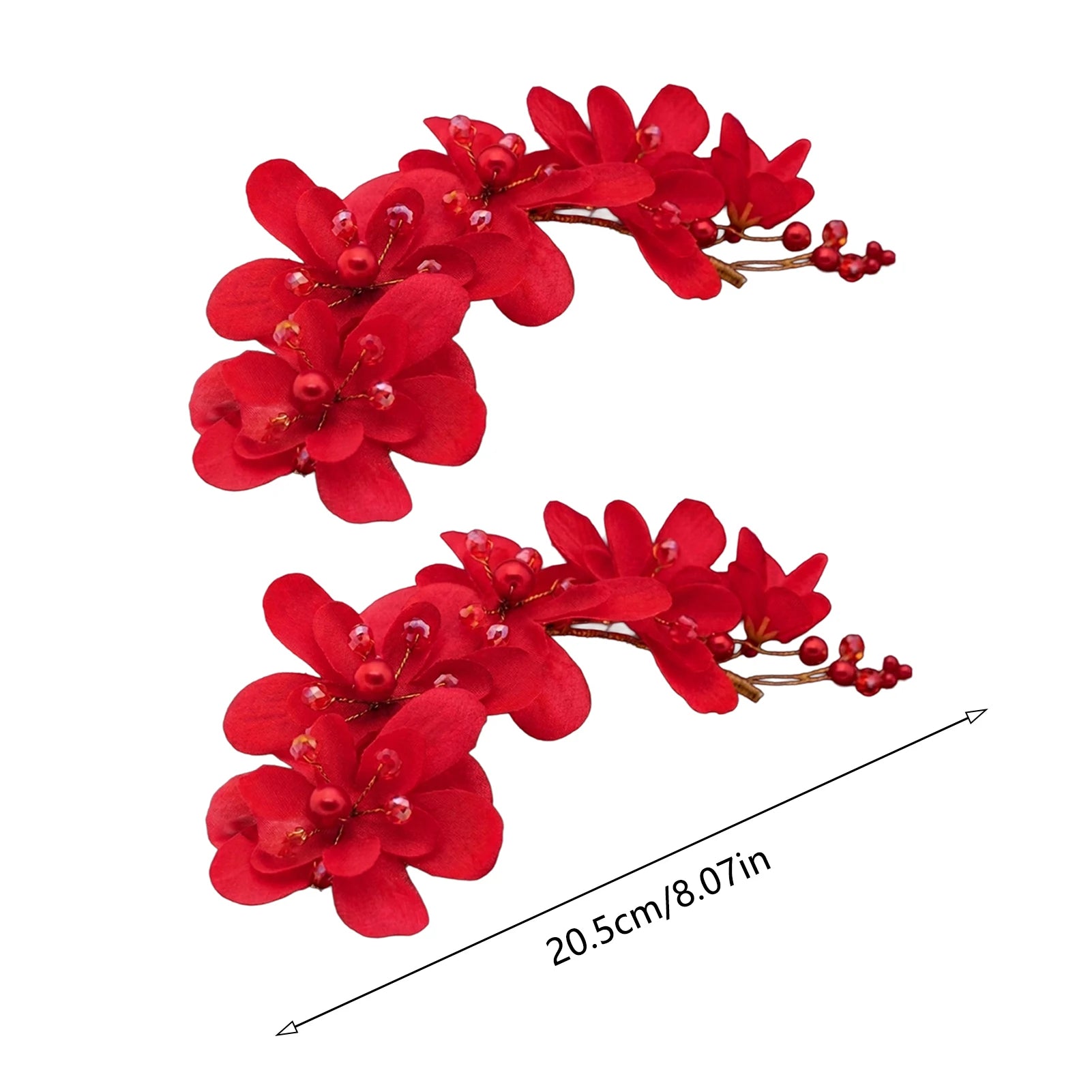 Red Rhinestone Lace Hair Accessories 2pcs Double Layer Design Comfortable Fit for Wedding Party Peaceful Pleasures Health and Wellness