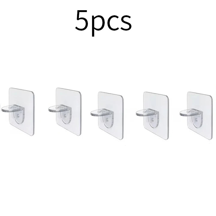 5/10/20pcs Non-perforated Layer Board Hook Self-adhesive Wardrobe Shelf Support Clip Wall Hanger Sturdy Multi-functional Bracket Peaceful Pleasures Health and Wellness 5PCS