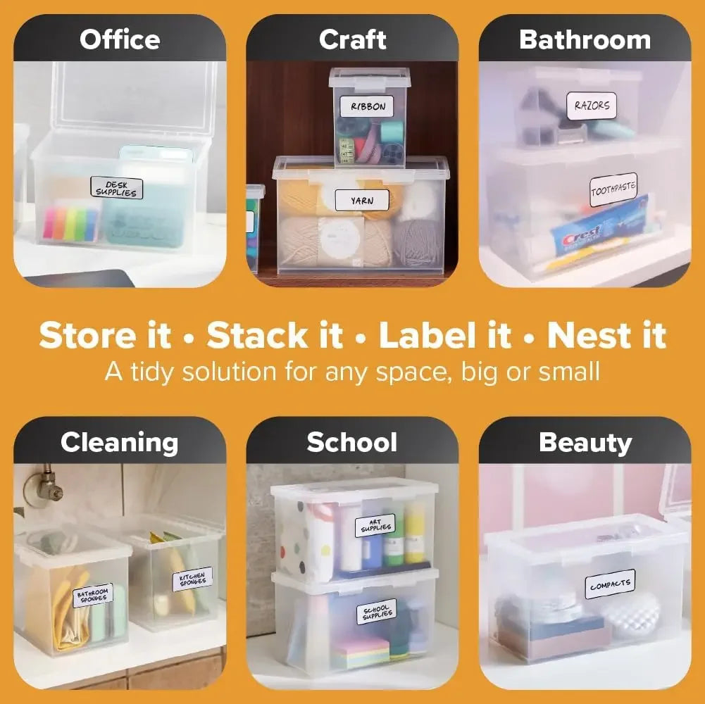 Clear Plastic Storage Containers with Lids, Stackable Organizer Boxes, Large Size, 2-Pack Peaceful Pleasures Health and Wellness