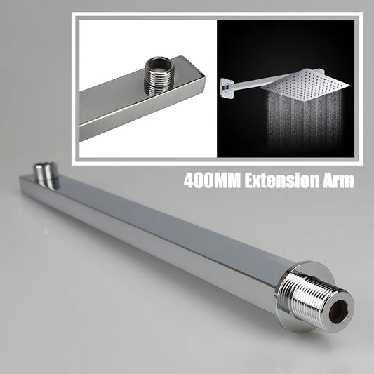 40cm Shower Extension Arm 304 Stainless Steel Wall Mounted Silver Polished Extra Arm Bathroom Bracket Bar For Rain Shower Head Peaceful Pleasures Health and Wellness
