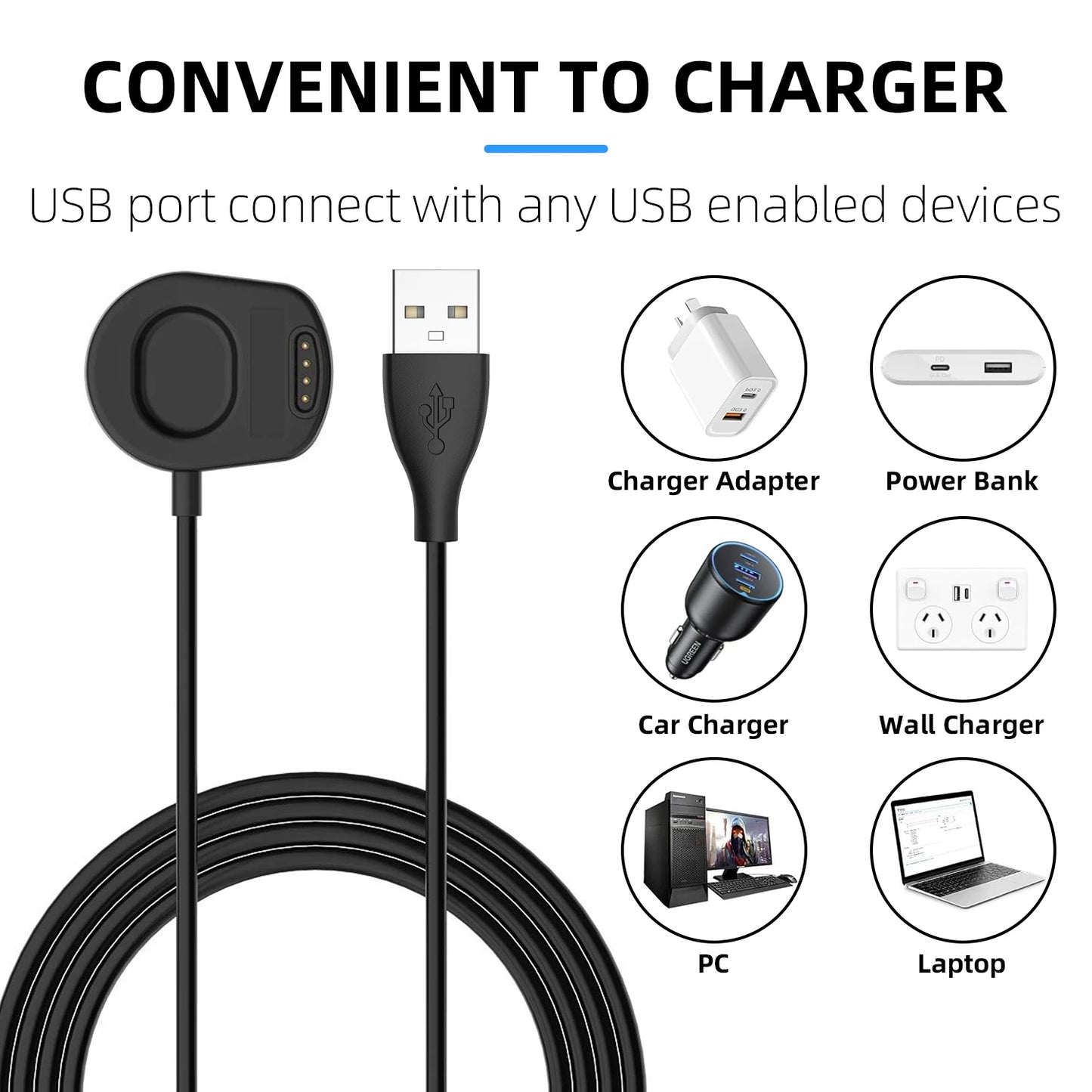 Suunto 7 Replacement USB Smartwatch Charging Dock Charger Peaceful Pleasures Health and Wellness