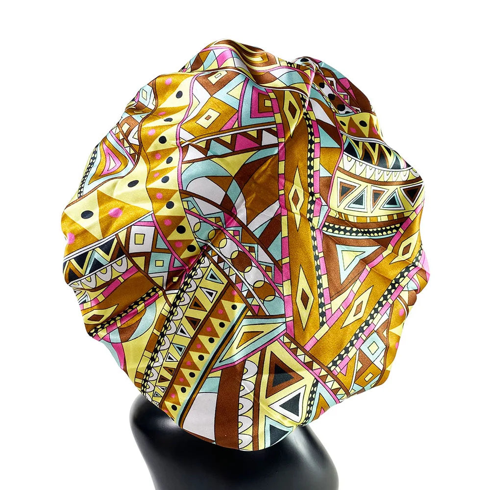 Large Satin Sleep Bonnet Cap – Silky Night Hair Cover Women
