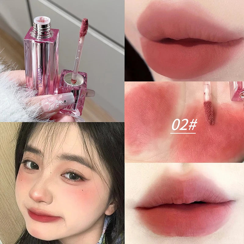 QIBEST Girl's Velvet Matte Lipstick Waterproof Long Lasting Cute Lipgloss Non-Stick Cup Makeup Lip Tint Mud Korean Cosmetic Peaceful Pleasures Health and Wellness 02