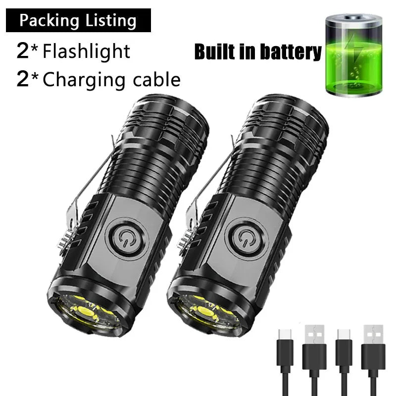 ZHIYU Mini USB Rechargeable LED Flashlight with Pen Clip