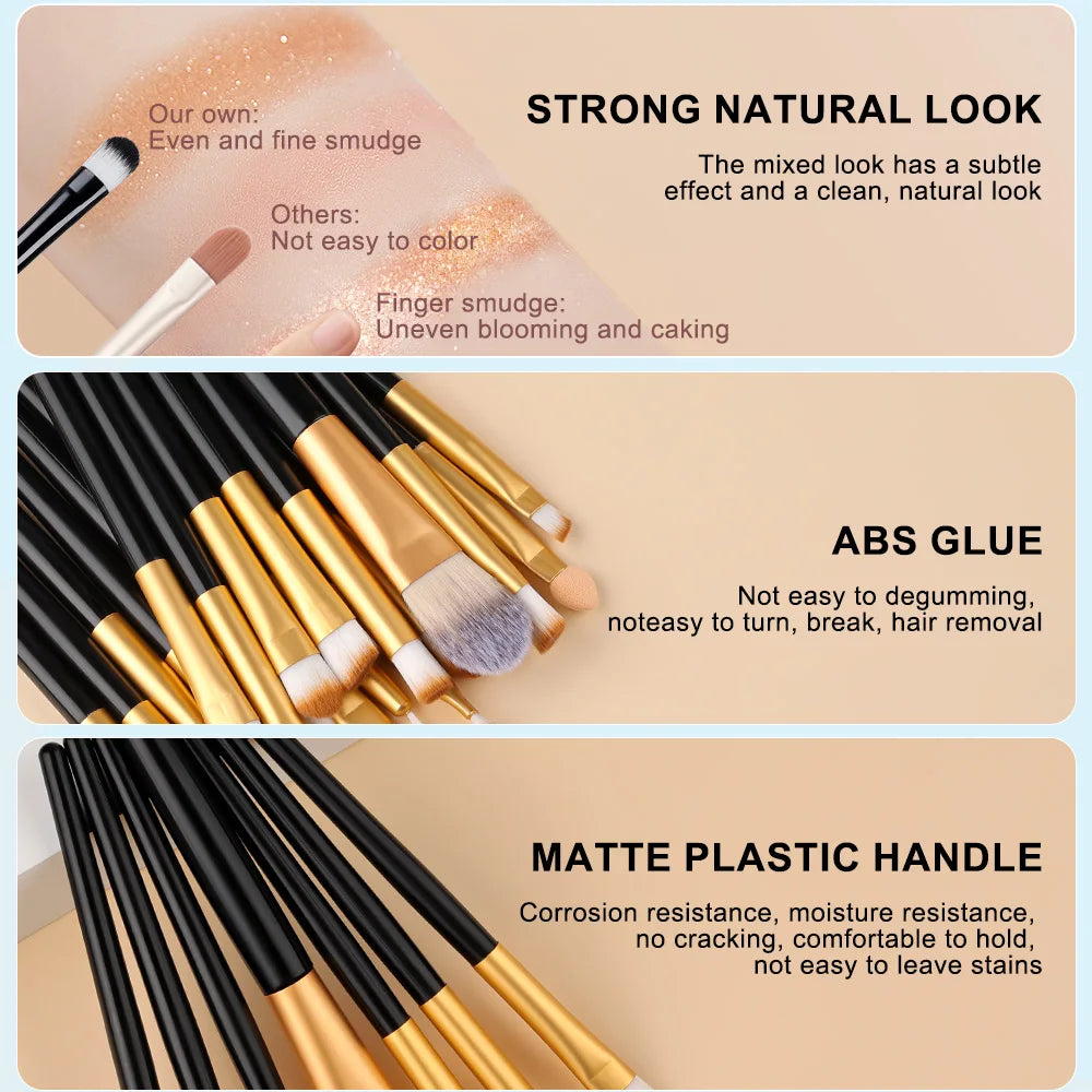 RUNTOIN 20pc Eye Makeup Brush Set – Eyeshadow & Blending