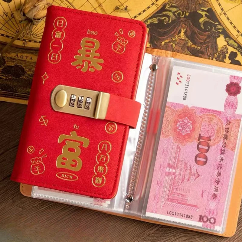 New Password Cash Storage Book Large Capacity 10000 Yuan Money Organizer New Style Bill Record Keeper Saving Folder Savings Book Peaceful Pleasures Health and Wellness