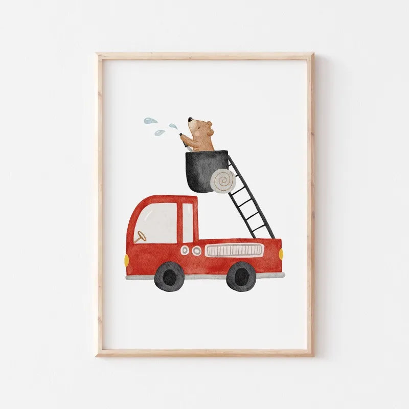 Cute Bear Cartoon Canvas Wall Art for Kids Nursery Room Decor