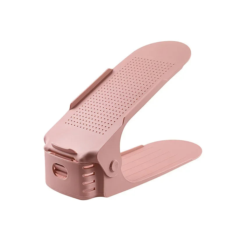 New Shoe Stacker Adjustable Shoe Slots Organizer Shoes Slots Space Saver Double Deck Rack Holder For Closet Organization Peaceful Pleasures Health and Wellness pink-1pc