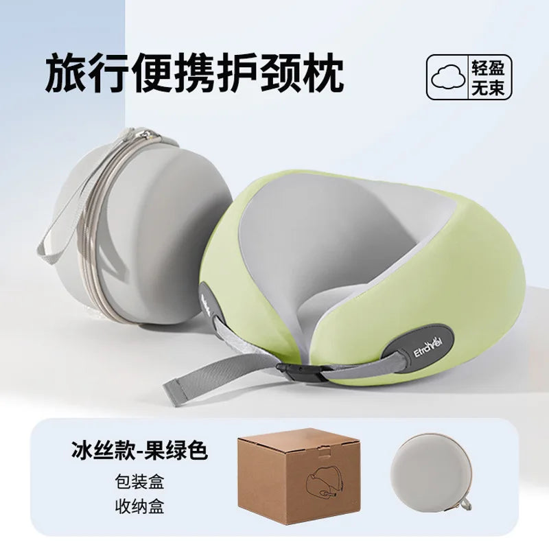 Memory Foam U-Shaped Travel Neck Pillow – Foldable & Compact Travel Neck Pillow Peaceful Pleasures Health and Wellness Olive Green