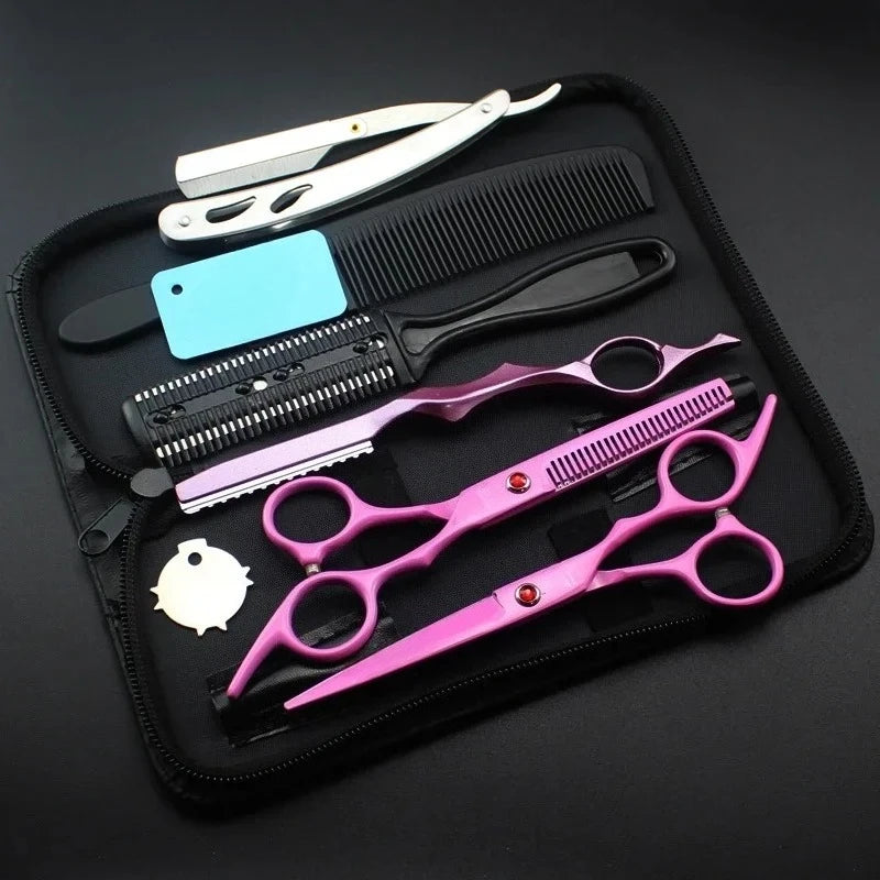 Purple Diamond Japanese Hair Scissors Cheap Hairdressing Scissors Shears Hairdresser Shaver Haircut Scissors Peaceful Pleasures Health and Wellness Pink Set