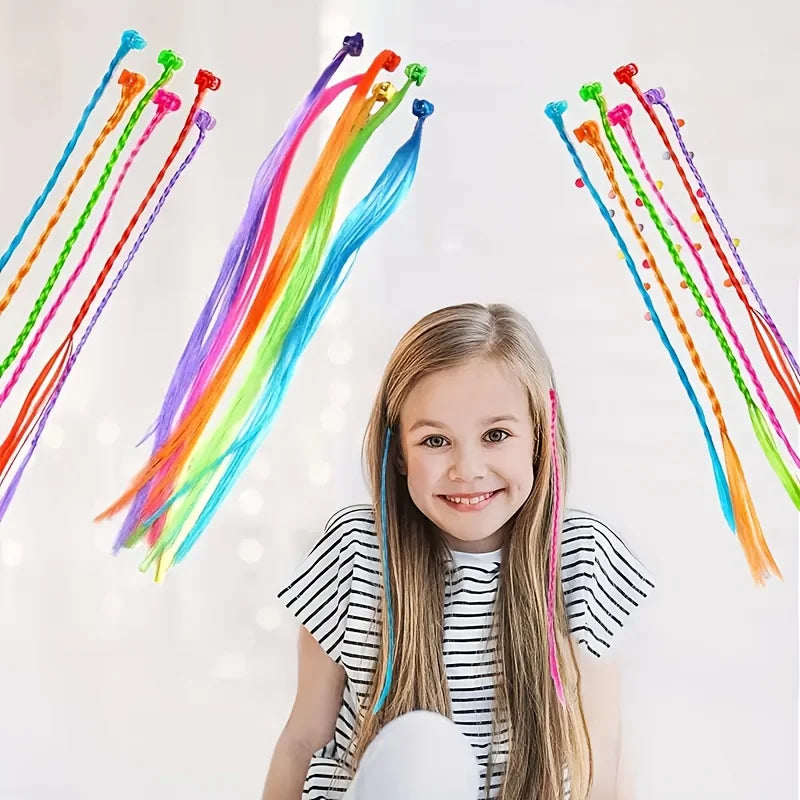 18-Piece Kids Colorful Hair Extensions with Bobby Pins Hair Extension Peaceful Pleasures Health and Wellness