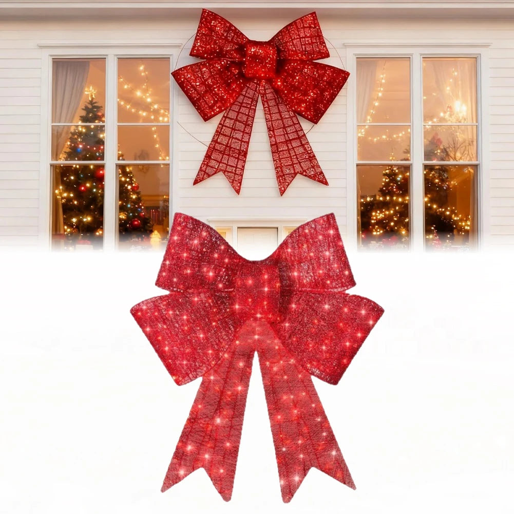 Outdoor Pre-lit XL Christmas Bow LED Lighting Yard Decoration