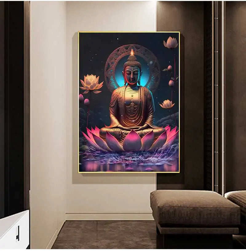 Buddha Canvas Wall Art | Unframed Buddhism Poster Print