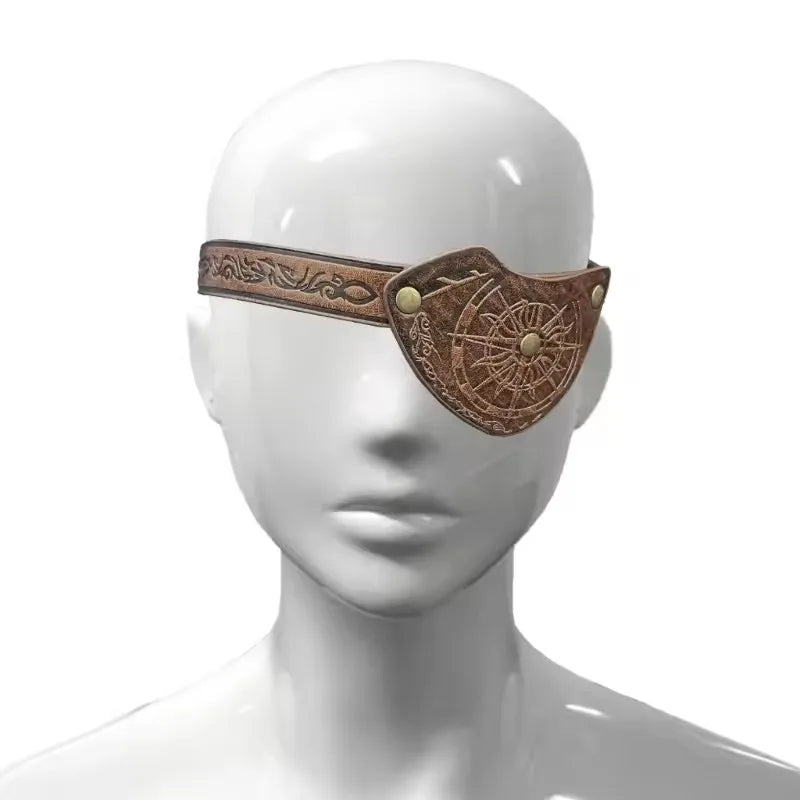 Medieval Leather Eye Patches Vintage Embossed Covers Halloween