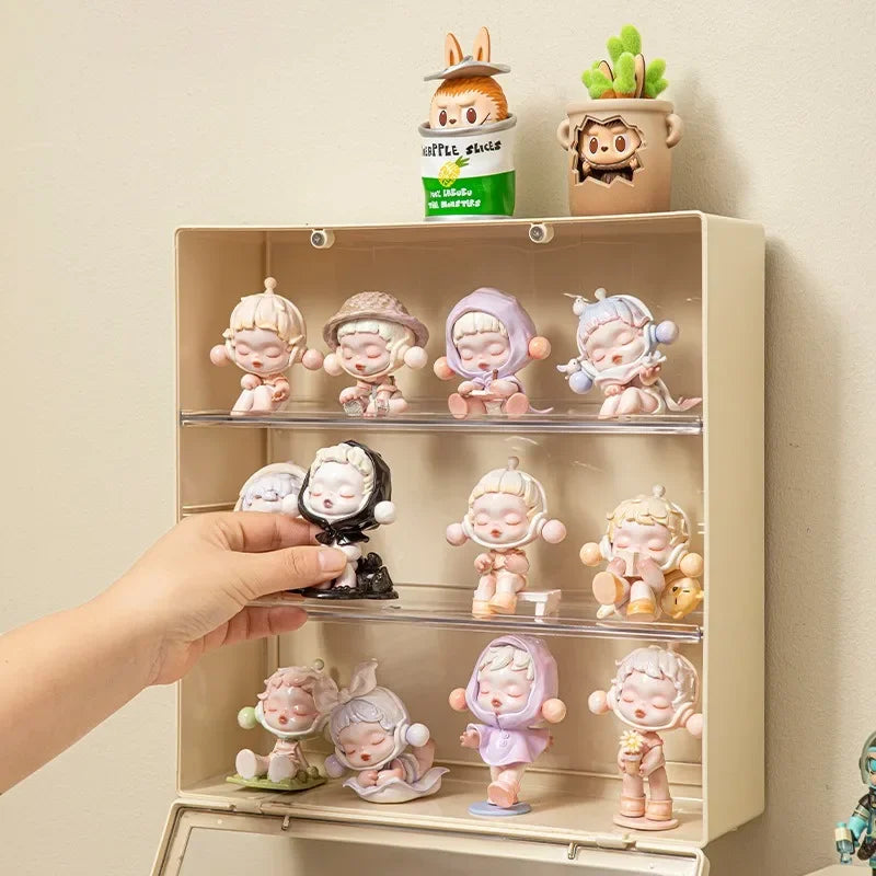 Plush Doll Display Case 2/3-Tier Dustproof | 28cm Cream/White