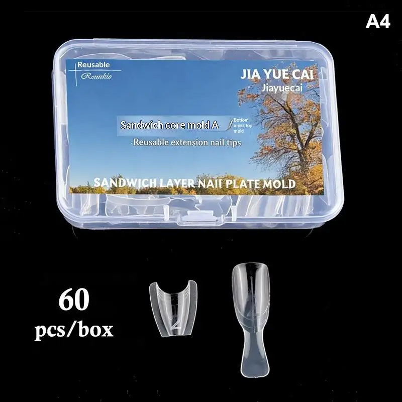 Sandwich Dual Nail Forms 60pcs – 15 Sizes, Top & Bottom Molds