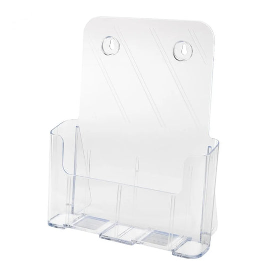 Durable A4 Size Brochure Holder Clear Non-slip Filing Magazine Rack Slanted Back Desktop Organizer Flyer Display Stand Locker Peaceful Pleasures Health and Wellness Orange