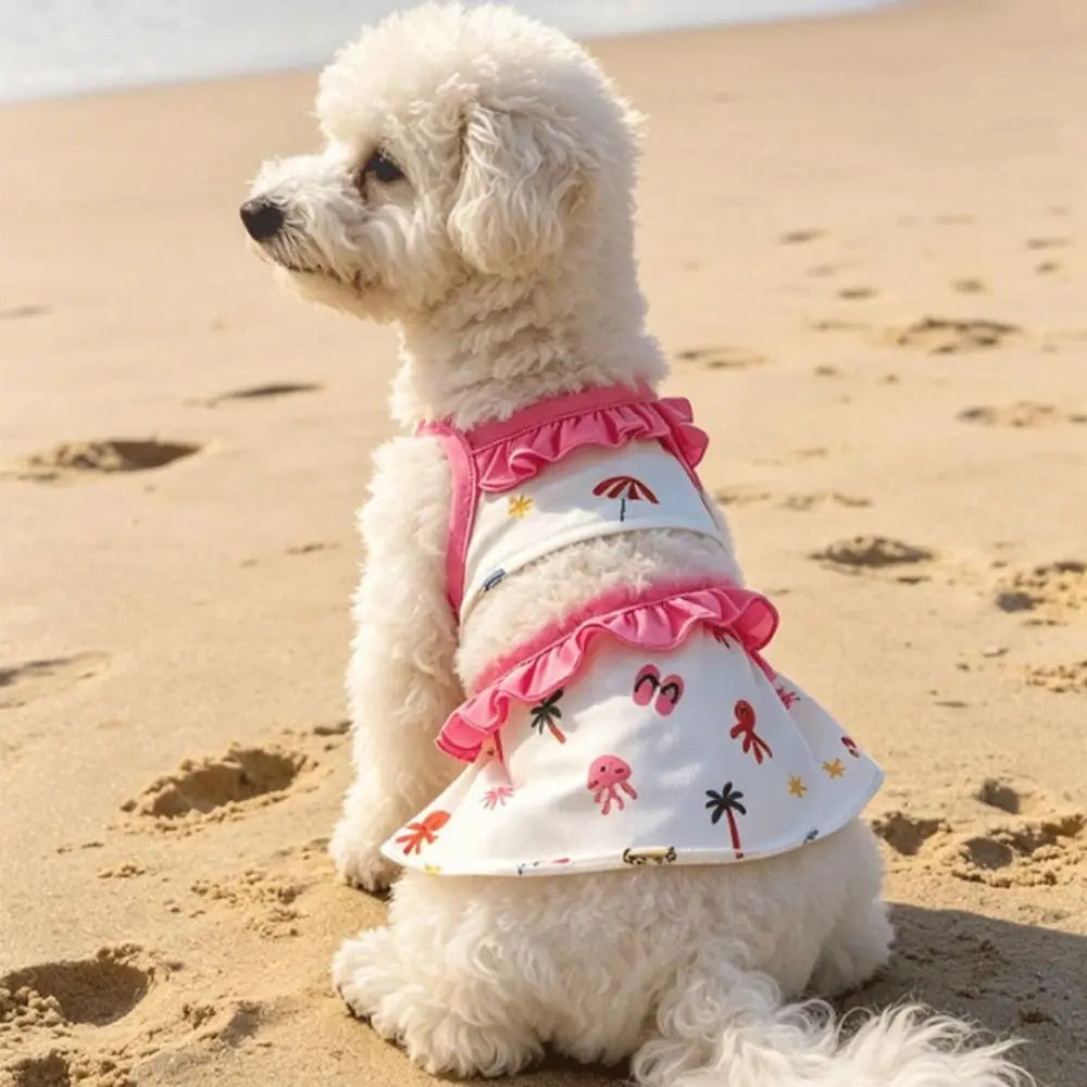 Dog Swimsuit Cartoon Print Bikini Vest | Breathable Pet Dress