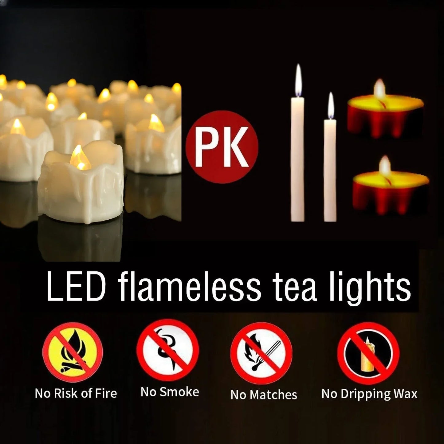 Dripping Wax LED Tea Lights Candles Flickering Flameless LED Tealights Electric Votive Candles for Christmas Wedding Halloween Peaceful Pleasures Health and Wellness