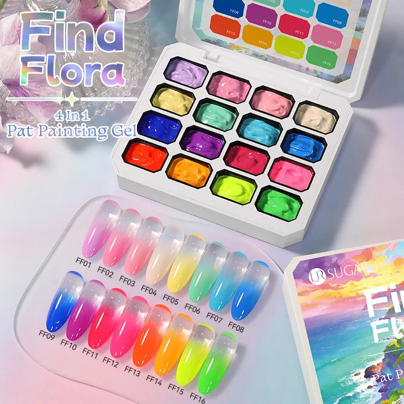 4-in-1 16 Color Nail Art Gel | Gradient Ombre Blush Polish
