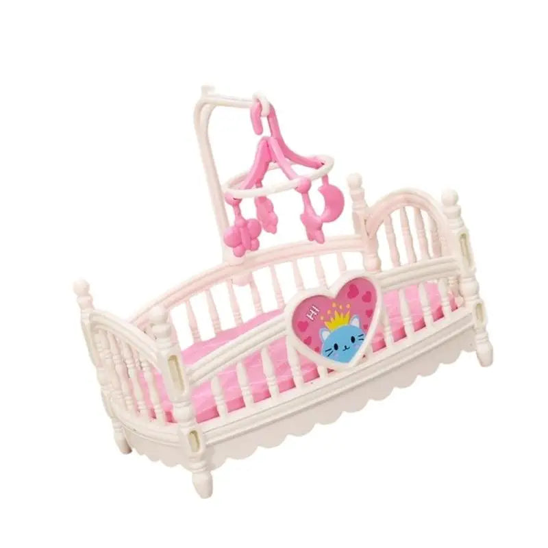 1:12 Miniature Dollhouse Crib | Realistic Nursery Furniture Pink